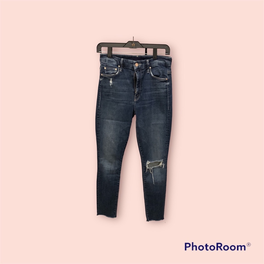 Mother distressed high waisted looker ankle fray skinny jeans Size 27